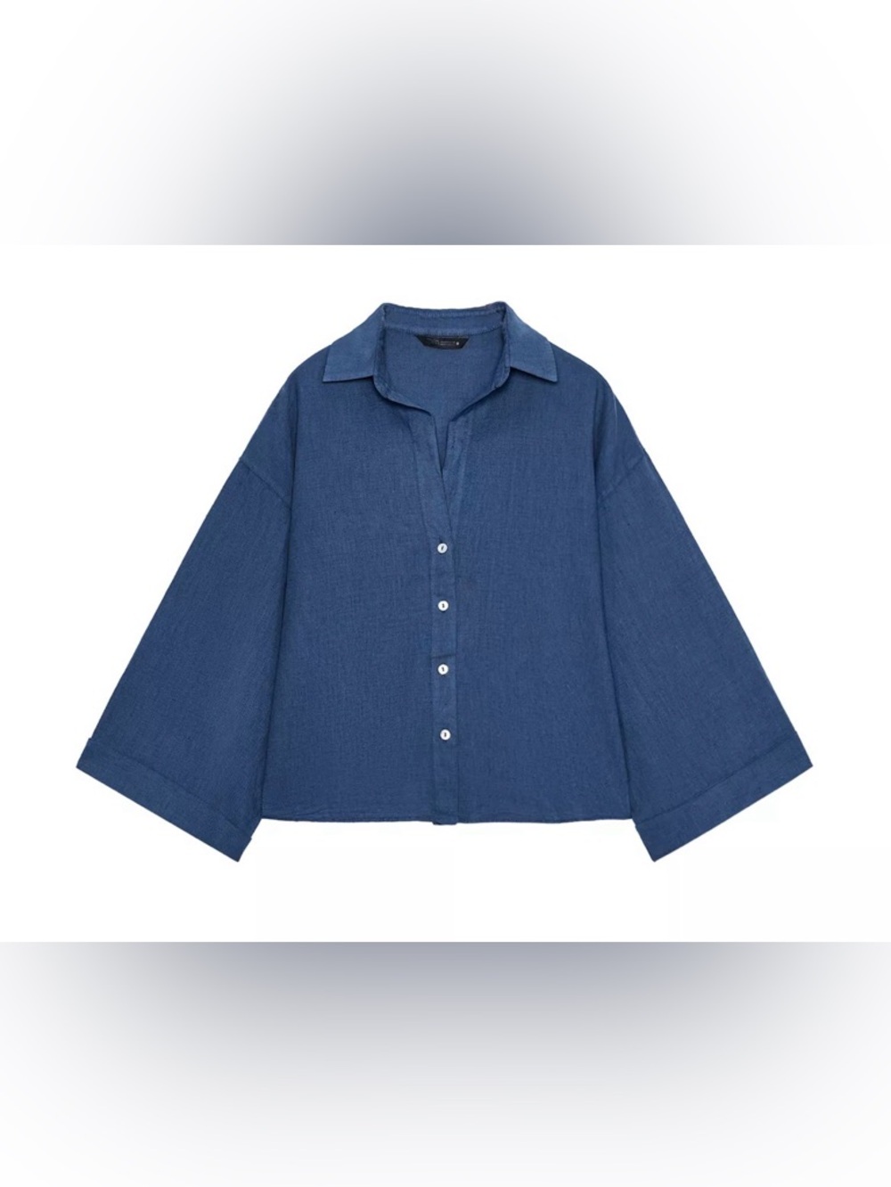 Zara Women's Boxy Button-Down Shirt in Denim Blue